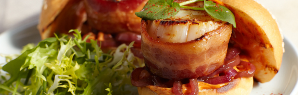 Bacon wrapped scallop sliders- seafood appetizer